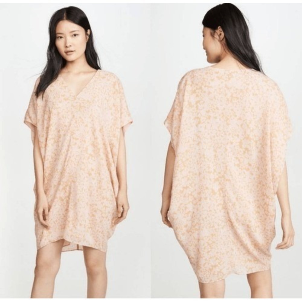Hatch The Slouch Dress Apricot Silk‎ Cotton V-Neck Lightweight Soft Pullover O/S
